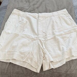 Abercrombie & Fitch White Linen-Blend Bermuda Shorts
